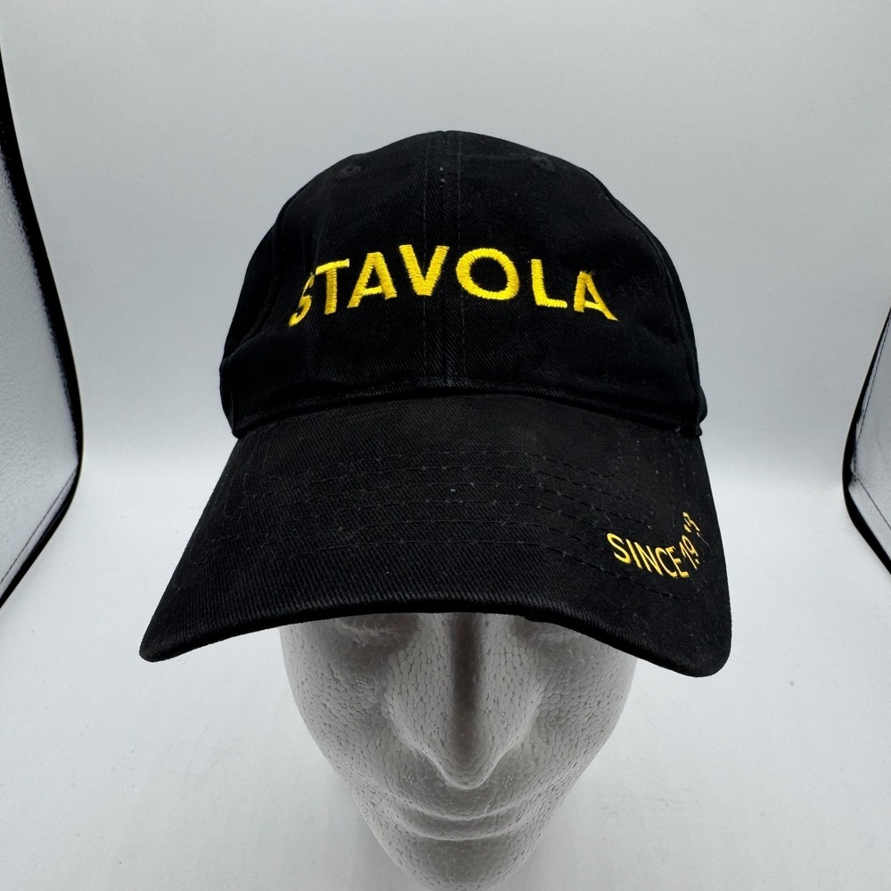 Vintage Stavola 75th Anniversary Hat USA Made Black Strapback Logo Cap